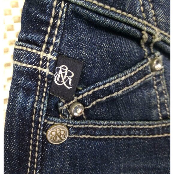 Rock & Republic Kasandra Bootcut Jeans 8L Womens Dark Wash Embroidered Pockets - Picture 9 of 12